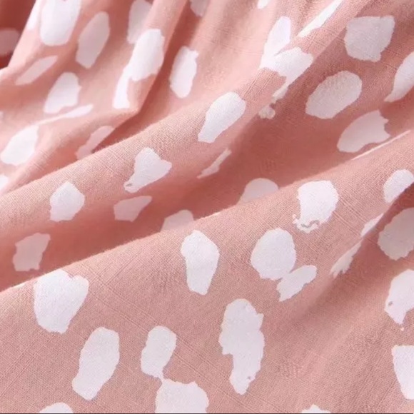 Dalmatian Dots Tiered Boho Print Dress Pink - Picture 7 of 10